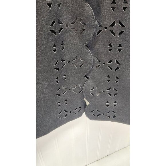 Banana Republic Black Laser-Cut Scalloped Edge Open-Front Blazer Jacket - Picture 6 of 11